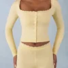 Cardigan cu mâneci lungi din tricot Tahlia, culoare galben unt Cardigan cu mâneci lungi din tricot Tahlia, culoare galben unt