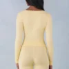 Cardigan cu mâneci lungi din tricot Tahlia, culoare galben unt Cardigan cu mâneci lungi din tricot Tahlia, culoare galben unt