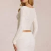 Cardigan decoltat din dantelă Odelia, de culoare ivoriu Cardigan decoltat din dantelă Odelia, de culoare ivoriu