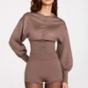 Pantaloni scurți din tricot cu talie medie Antonia, culoare Mocha Pantaloni scurți din tricot cu talie medie Antonia, culoare Mocha