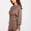 Pantaloni scurți din tricot cu talie medie Antonia, culoare Mocha Pantaloni scurți din tricot cu talie medie Antonia, culoare Mocha