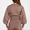 Pantaloni scurți din tricot cu talie medie Antonia, culoare Mocha Pantaloni scurți din tricot cu talie medie Antonia, culoare Mocha