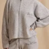 Cardigan oversized cu fermoar în culoarea Ice Marl