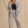 Cardigan oversized cu fermoar în culoarea Ice Marl
