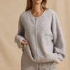 Cardigan oversized cu fermoar în culoarea Ice Marl