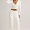 Cardigan scurt cu nervuri din modal Kiva, în culoarea alb Cardigan scurt cu nervuri din modal Kiva, în culoarea alb