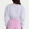 Cardigan scurt din jersey periat, cu nasturi, în gri melanj Cardigan scurt din jersey periat, cu nasturi, în gri melanj