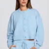 Cardigan scurt din tricot, albastru pudră Cardigan scurt din tricot, albastru pudră