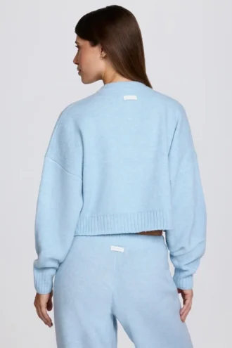 Cardigan scurt din tricot, albastru pudră Cardigan scurt din tricot, albastru pudră