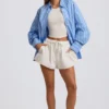 Cămașă oversized din poplin de bumbac cu dungi, în dungi albastre Cămașă oversized din poplin de bumbac cu dungi, în dungi albastre