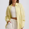 Cămașă oversized din poplin de bumbac cu dungi, în dungi galbene Cămașă oversized din poplin de bumbac cu dungi, în dungi galbene