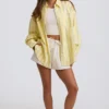 Cămașă oversized din poplin de bumbac cu dungi, în dungi galbene Cămașă oversized din poplin de bumbac cu dungi, în dungi galbene