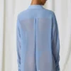 Cămașă oversized Hiva cu detalii din perle, albastru cer Cămașă oversized Hiva cu detalii din perle, albastru cer