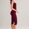 Colanți capri Suri din modal, cu talie medie, în culoarea vinului Colanți capri Suri din modal, cu talie medie, în culoarea vinului