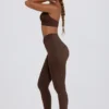 Colanți din jersey periat, cu talie medie și volane, în culoarea Pecan Marl Colanți din jersey periat, cu talie medie și volane, în culoarea Pecan Marl