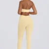 Colanți din jersey periat, cu volane și talie medie, în nuanța Lemon Marl Colanți din jersey periat, cu volane și talie medie, în nuanța Lemon Marl