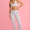 Colanți evazați Soft Active cu buzunare și talie în V, în culoarea gri Colanți evazați Soft Active cu buzunare și talie în V, în culoarea gri