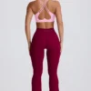 Colanți evazați Soft Active cu talie în V și buzunare, în culoarea Burgundy Colanți evazați Soft Active cu talie în V și buzunare, în culoarea Burgundy