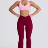 Colanți evazați Soft Active cu talie în V și buzunare, în culoarea Burgundy Colanți evazați Soft Active cu talie în V și buzunare, în culoarea Burgundy