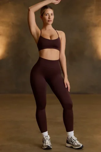 Colanți fără cusături Super Sculpt în culoarea ciocolată