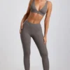 Colanți Linnea Petite cu talie înaltă, din modal cu nervuri, în culoarea gri Colanți Linnea Petite cu talie înaltă, din modal cu nervuri, în culoarea gri