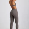 Colanți Linnea Petite cu talie înaltă, din modal cu nervuri, în culoarea gri Colanți Linnea Petite cu talie înaltă, din modal cu nervuri, în culoarea gri