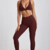 Colanți Linnea Petite din modal cu nervuri și talie înaltă, culoare Espresso Colanți Linnea Petite din modal cu nervuri și talie înaltă, culoare Espresso