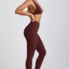 Colanți Linnea Petite din modal cu nervuri și talie înaltă, culoare Espresso Colanți Linnea Petite din modal cu nervuri și talie înaltă, culoare Espresso