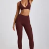 Colanți Linnea Petite din modal cu nervuri și talie înaltă, culoare Espresso Colanți Linnea Petite din modal cu nervuri și talie înaltă, culoare Espresso