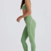 Colanți Soft Active cu partea din față răsucită, în culoarea verde