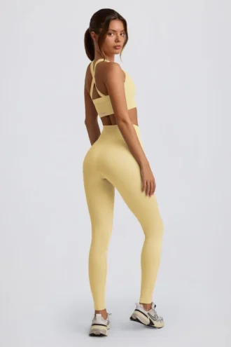 Colanți Super Sculpt fără cusături, cu talie înaltă, în culoarea galben unt