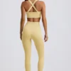 Colanți Super Sculpt fără cusături, cu talie înaltă, în culoarea galben unt Colanți Super Sculpt fără cusături, cu talie înaltă, în culoarea galben unt