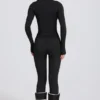 Colanți termici de bază în model leopard negru