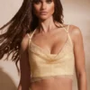 Corset cu guler înalt și ornamente Selena, în culoarea auriu Corset cu guler înalt și ornamente Selena, în culoarea auriu