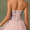 Corset fără cupe, cu șireturi și ornamente, Elia, în roz floral Corset fără cupe, cu șireturi și ornamente, Elia, în roz floral