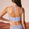Corset Selena cu guler cowl și ornamente, albastru
