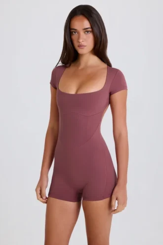 Costum de baie cu spate decupat în culoarea Acai