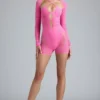 Costum de baie Melody cu decupaje și ornamente, în roz gumă de mestecat Costum de baie Melody cu decupaje și ornamente, în roz gumă de mestecat