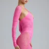 Costum de baie Melody cu decupaje și ornamente, în roz gumă de mestecat Costum de baie Melody cu decupaje și ornamente, în roz gumă de mestecat