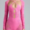 Costum de baie Melody cu decupaje și ornamente, în roz gumă de mestecat Costum de baie Melody cu decupaje și ornamente, în roz gumă de mestecat