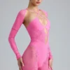 Costum de baie Melody cu decupaje și ornamente, în roz gumă de mestecat Costum de baie Melody cu decupaje și ornamente, în roz gumă de mestecat