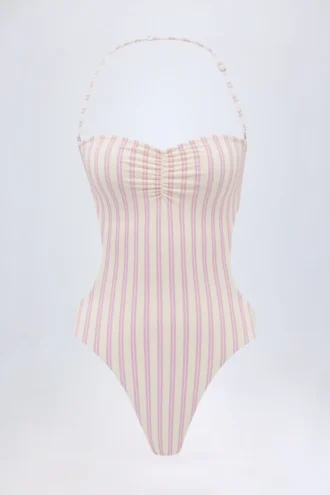 Costum de baie întreg Biarritz cu decupaje și gât halter, în nuanța mov Costum de baie întreg Biarritz cu decupaje și gât halter, în nuanța mov