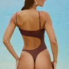 Costum de baie întreg cu decupaje și ornamente Formentera, culoare maro ciocolată Costum de baie întreg cu decupaje și ornamente Formentera, culoare maro ciocolată