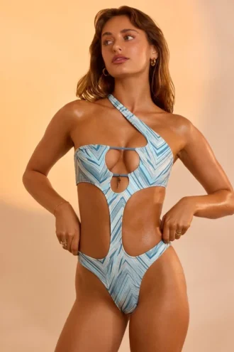 Costum de baie întreg Signature Swim II cu imprimeu albastru Costum de baie întreg Signature Swim II cu imprimeu albastru