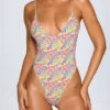Costum de baie Sicily întreg cu spate decupat, cu imprimeu multicolor strălucitor