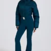 Costum de schi impermeabil, căptușit, cu curea, în culoarea verde-albastru Costum de schi impermeabil, căptușit, cu curea, în culoarea verde-albastru