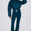 Costum de schi impermeabil, căptușit, cu curea, în culoarea verde-albastru Costum de schi impermeabil, căptușit, cu curea, în culoarea verde-albastru