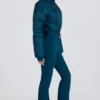 Costum de schi impermeabil, căptușit, cu curea, în culoarea verde-albastru Costum de schi impermeabil, căptușit, cu curea, în culoarea verde-albastru