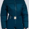 Costum de schi impermeabil, căptușit, cu curea, în culoarea verde-albastru Costum de schi impermeabil, căptușit, cu curea, în culoarea verde-albastru