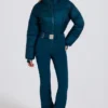 Costum de schi impermeabil, căptușit, cu curea, în culoarea verde-albastru Costum de schi impermeabil, căptușit, cu curea, în culoarea verde-albastru